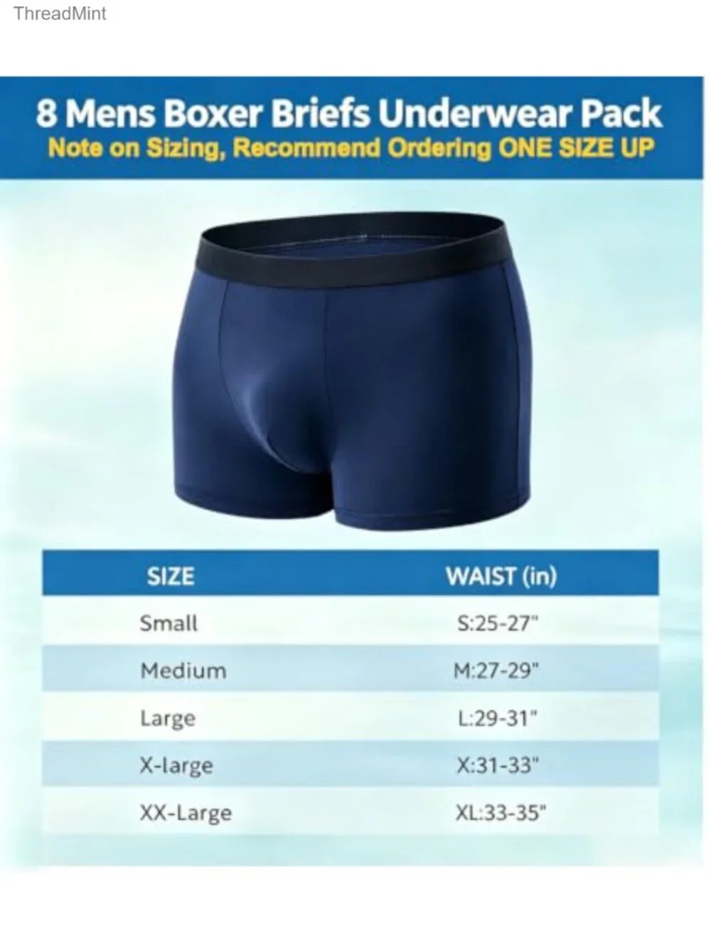 Mens Boxer Briefs 8-Pack Moisture-Wicking Stretch Underwear